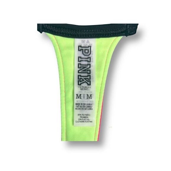 Victoria’s Secret PINK Bikini Set M Top S Bottom Neon Colorblock NWT Swimwear - Picture 12 of 15